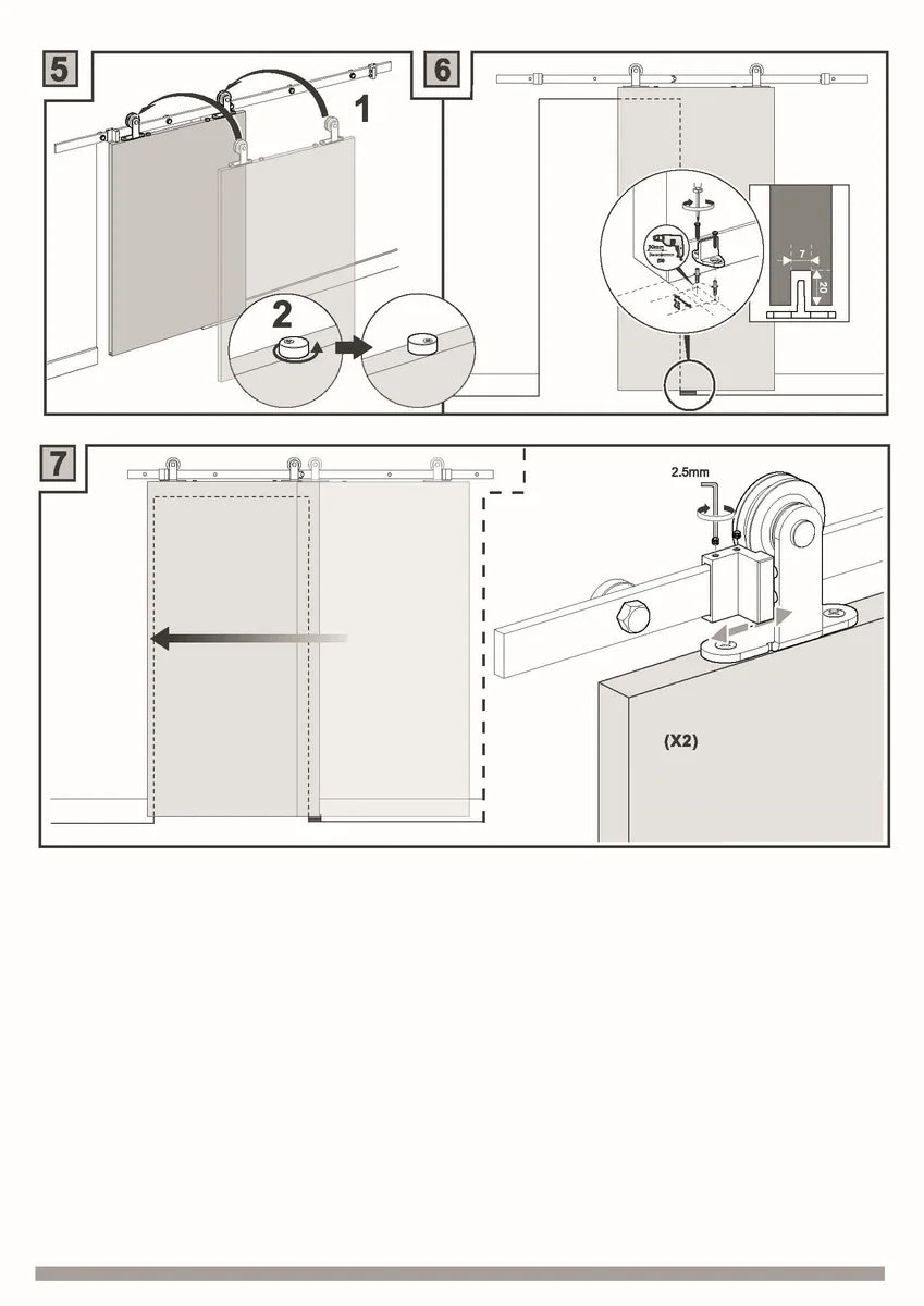 Sliding Door System Top Mounted - Complete set - 200 cm (2 x 100 cm) rail - Black