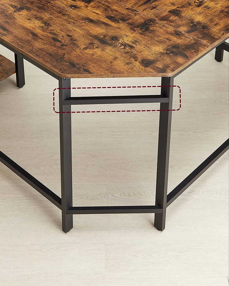Rocket - MIRA Home - Bureau - Laptoptafel - L-vormig - Hout/Metaal - Bruin/Zwart - 138x138x75