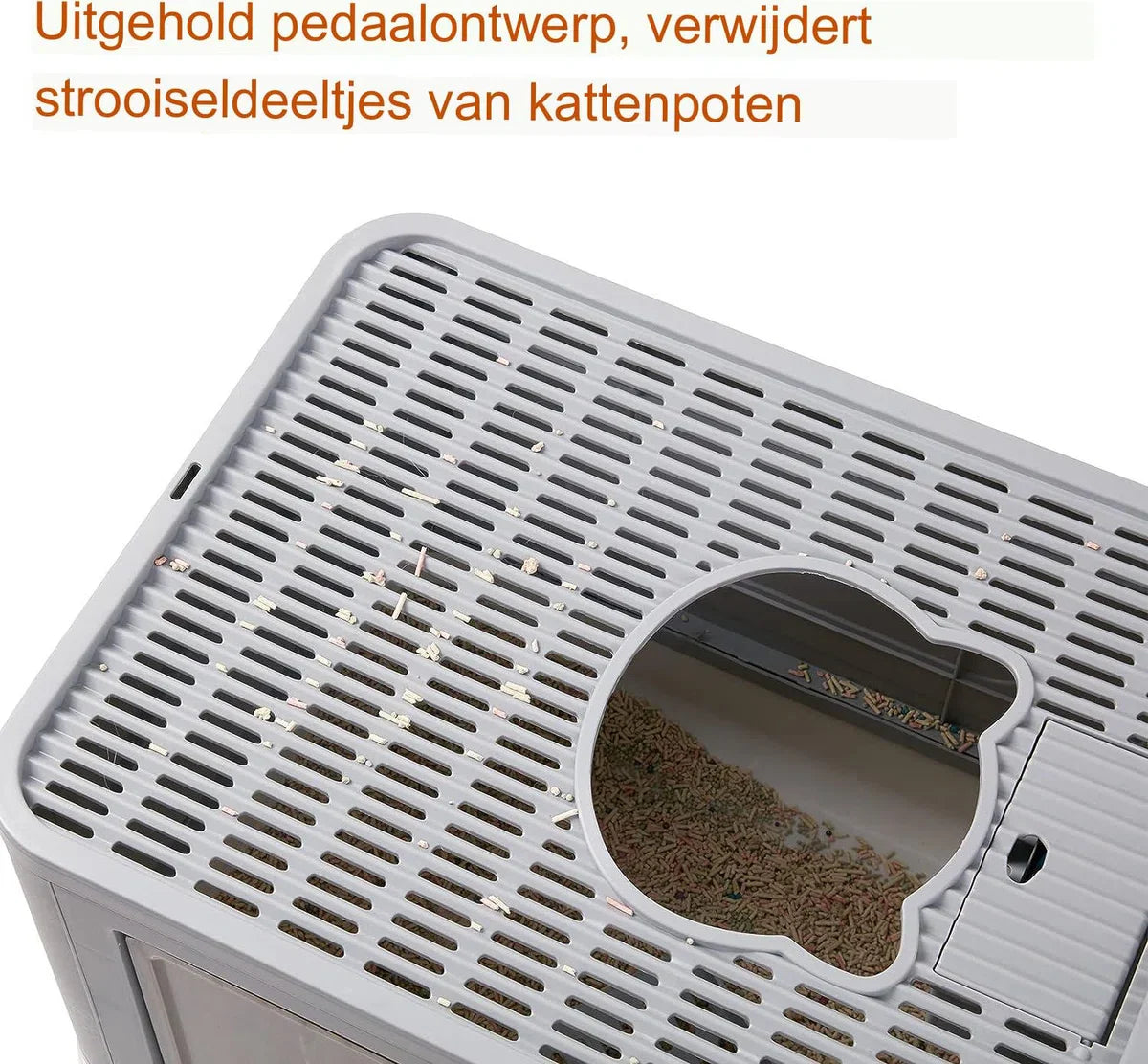 Covered Cat Litter Box - Large Opening - XXL Foldable Litter Tray - Scoop - Cat Brush - No Odor and Litter Tracking