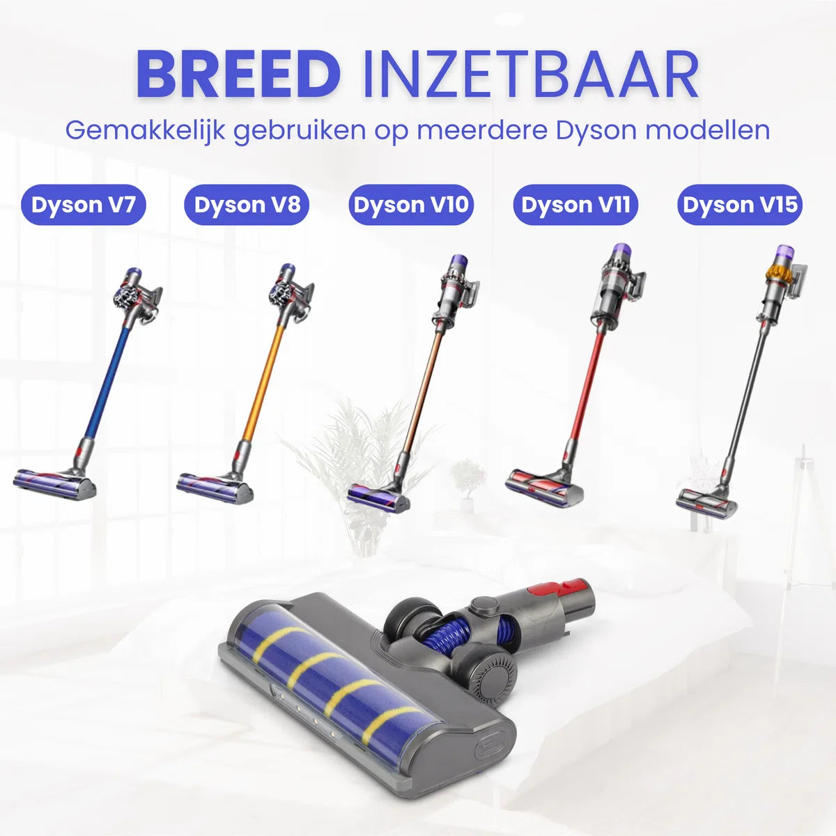 Dyson Zuigmond - Mondstuk - Opzetstuk Geschikt voor Dyson V7 V8 V10 V11 V15 - 1 Extra roller - Grijs