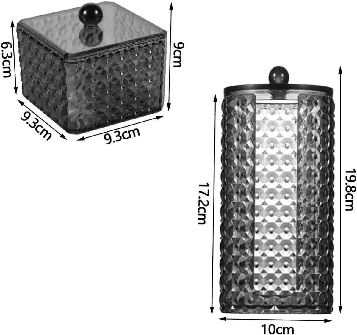 Wattenschijfdispenser, 2 stuks, wattenstaafjeshouder, opslag met deksel, wattenschijfhouder, opbergpot van kunststof, wattenschijfjes organizer, opbergen in de badkamer