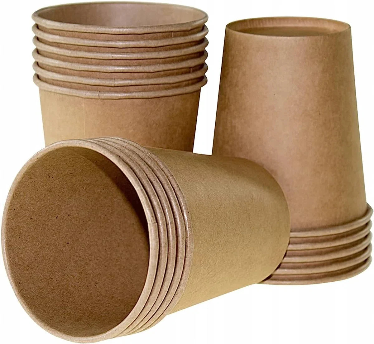 500-delig x Houten wegwerpbestekset eco/milieubewust - 100 kartonnen borden 23cm + 100 kartonnen bekers 240ml + 100 vorken 16cm + 100 messen 16cm + 100 bio servetten 33x33cm