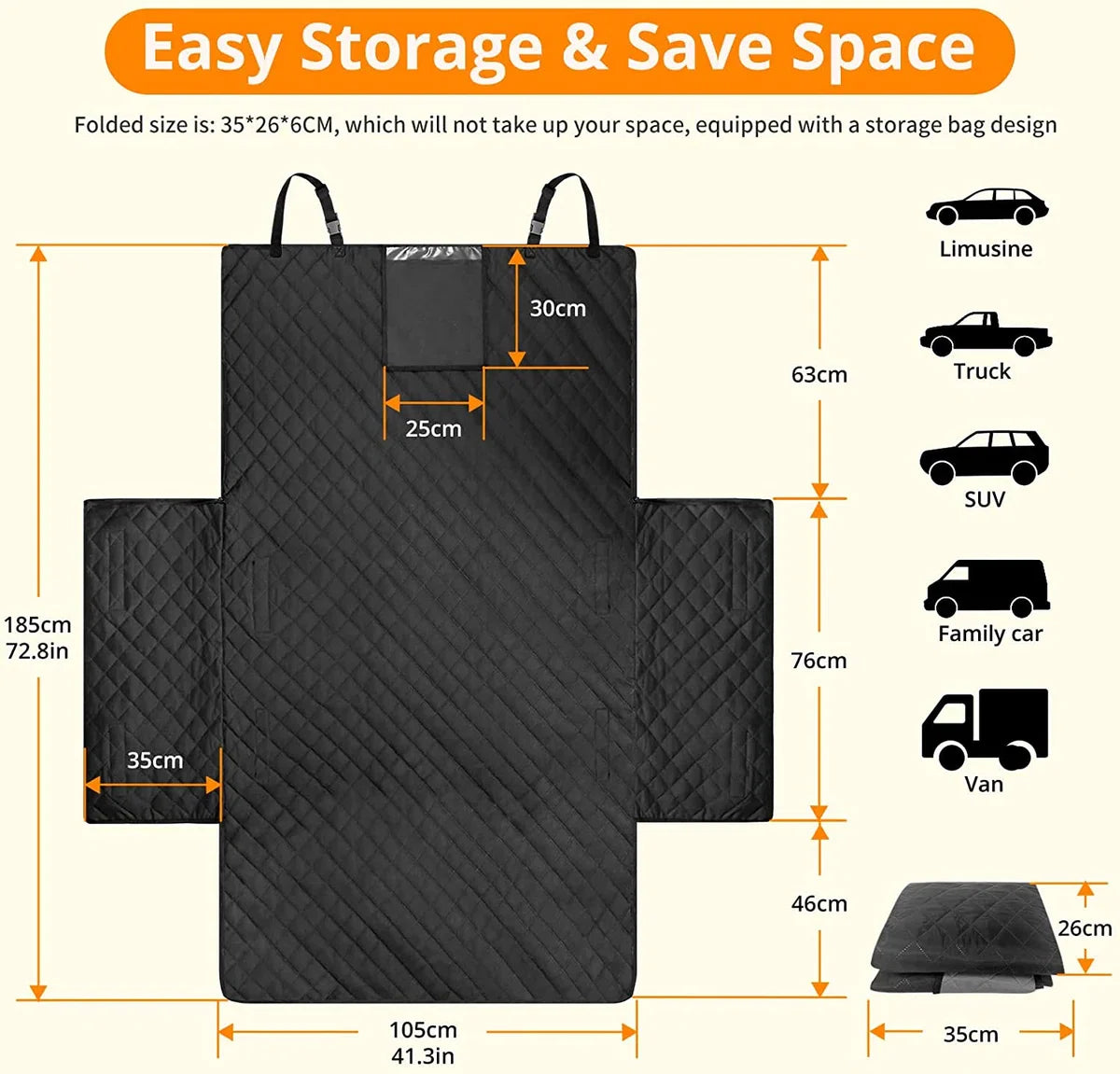 Boot protection for dogs - waterproof boot cover for dogs / universal car dog protection cover / non-slip wear-resistant