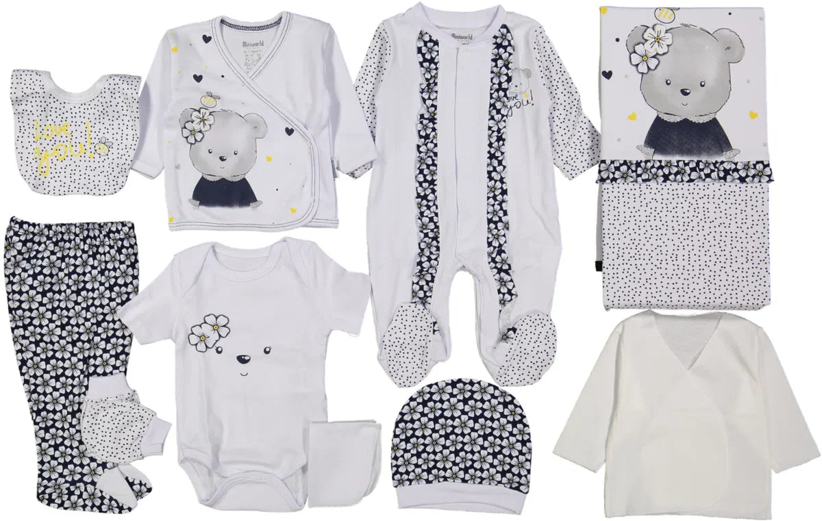 Miniworld-Baby newborn 10-delige kledingset in leuke cadeaudoos-Love you-Kraamcadeau-Babyshower-Babykleding meisje