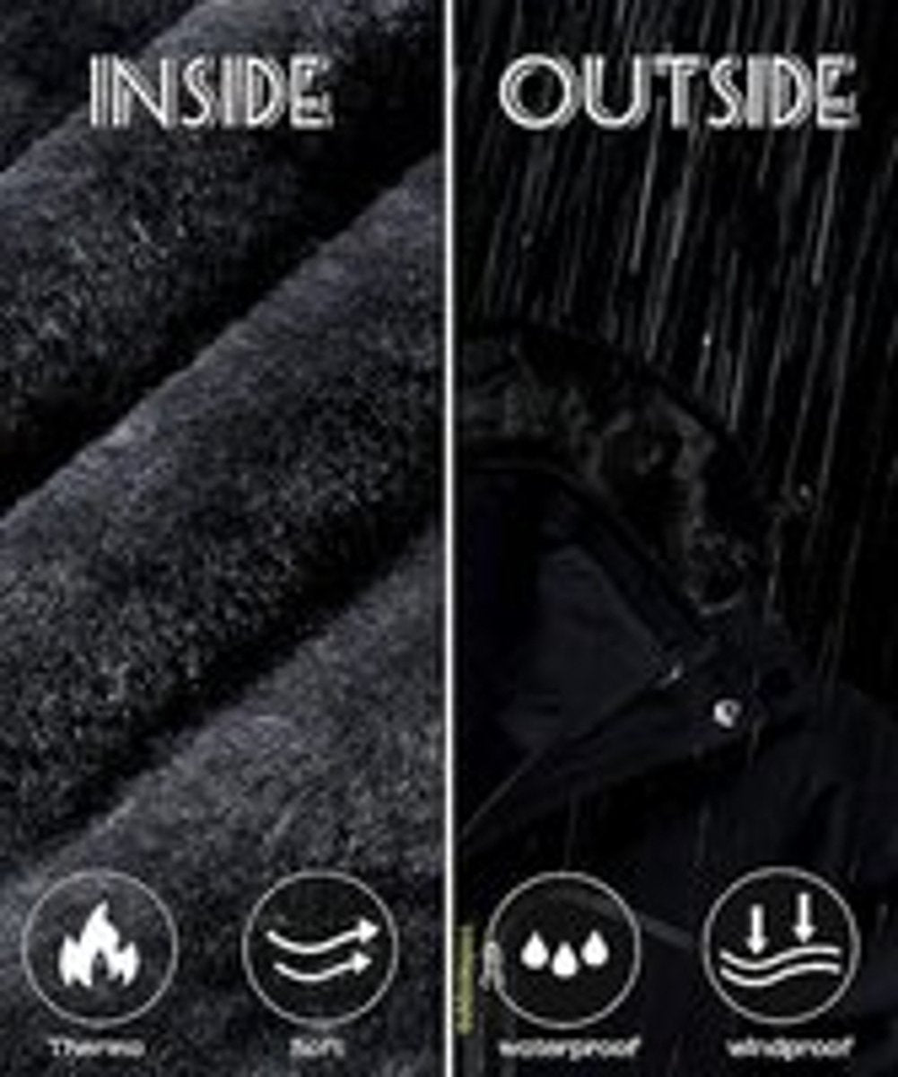 Men's Winter Waterproof Windproof Winter Jacket Warm Fleece Lining Ski Raincoat with Hood