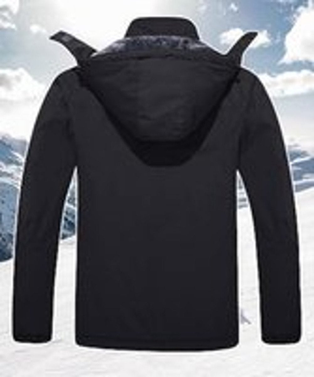 Men's Winter Waterproof Windproof Winter Jacket Warm Fleece Lining Ski Raincoat with Hood