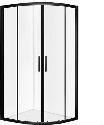 Diamond Line Enza - Douchecabine - 90x90x185 cm - Kwartrond - Mat Zwart - Schuifdeur - Hoekinstap