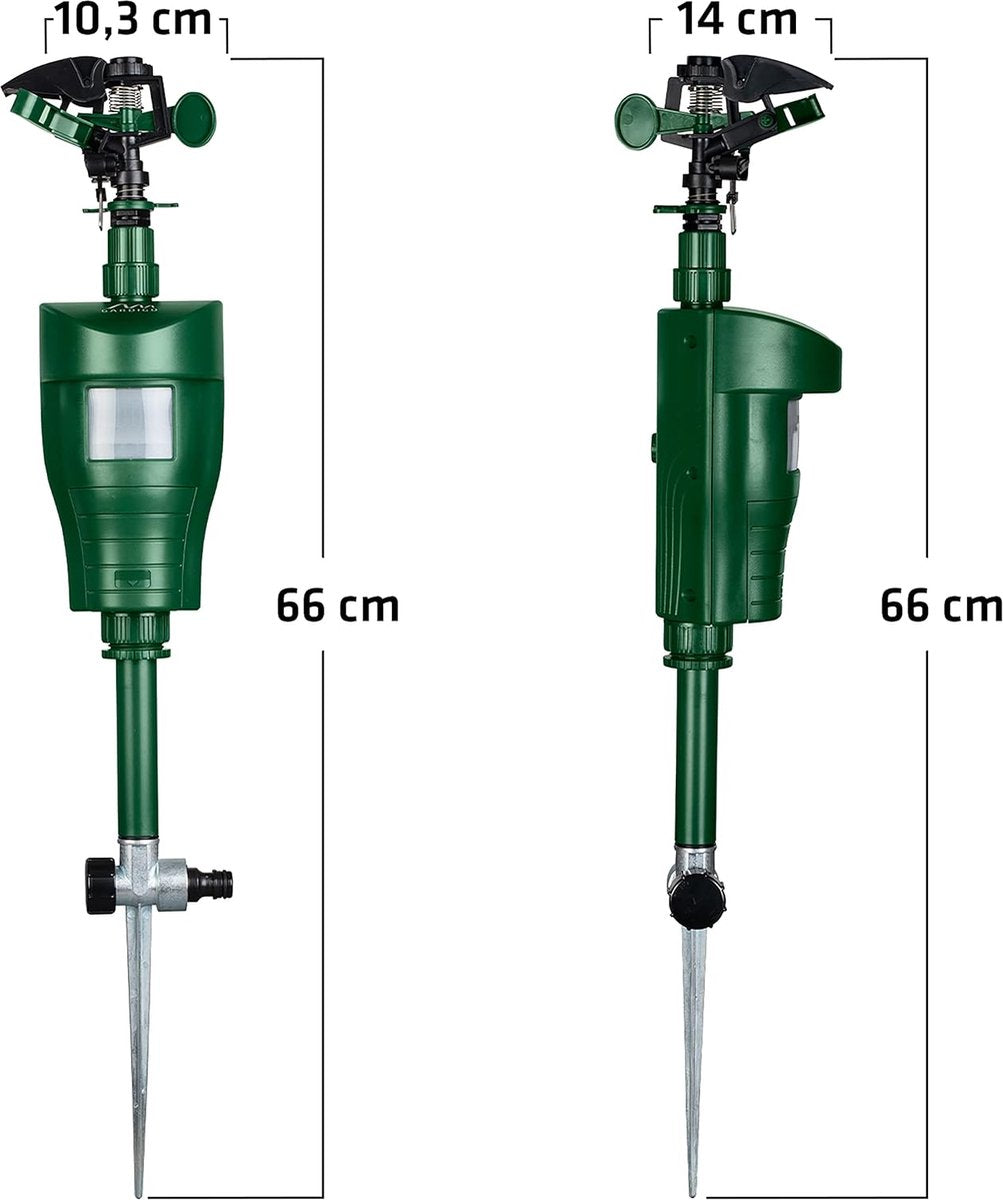 Water jet repeller for animals with motion detector - Range 10 m - Heron deterrent - Cat deterrent