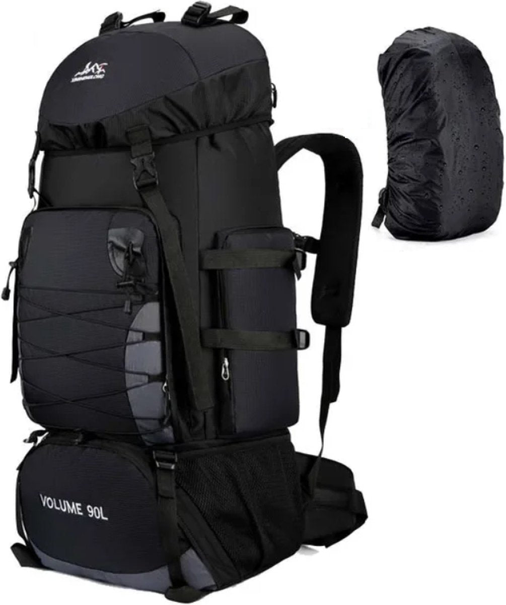 E-Shop4u® - 90L - Rugzak - Backpacks - Militair - Tactisch - Rugzak - Zwart - Wandelen - Kamperen - Survival - Outdoor - Trekking - 600D Polyester - Backpack Organizer