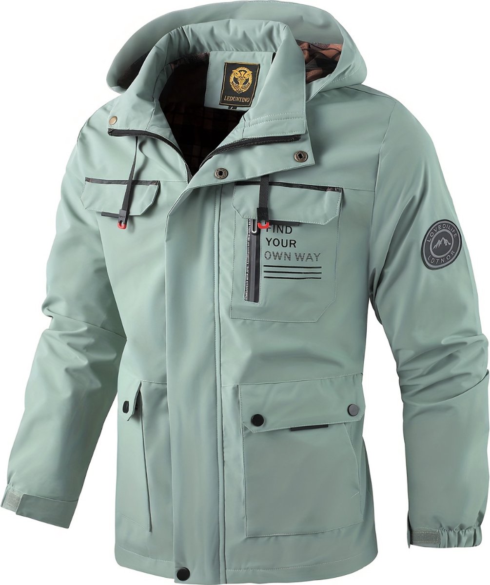 Men's Windbreaker - Parka - Spring & Autumn - Jacket - Adult - Light Green - Size M