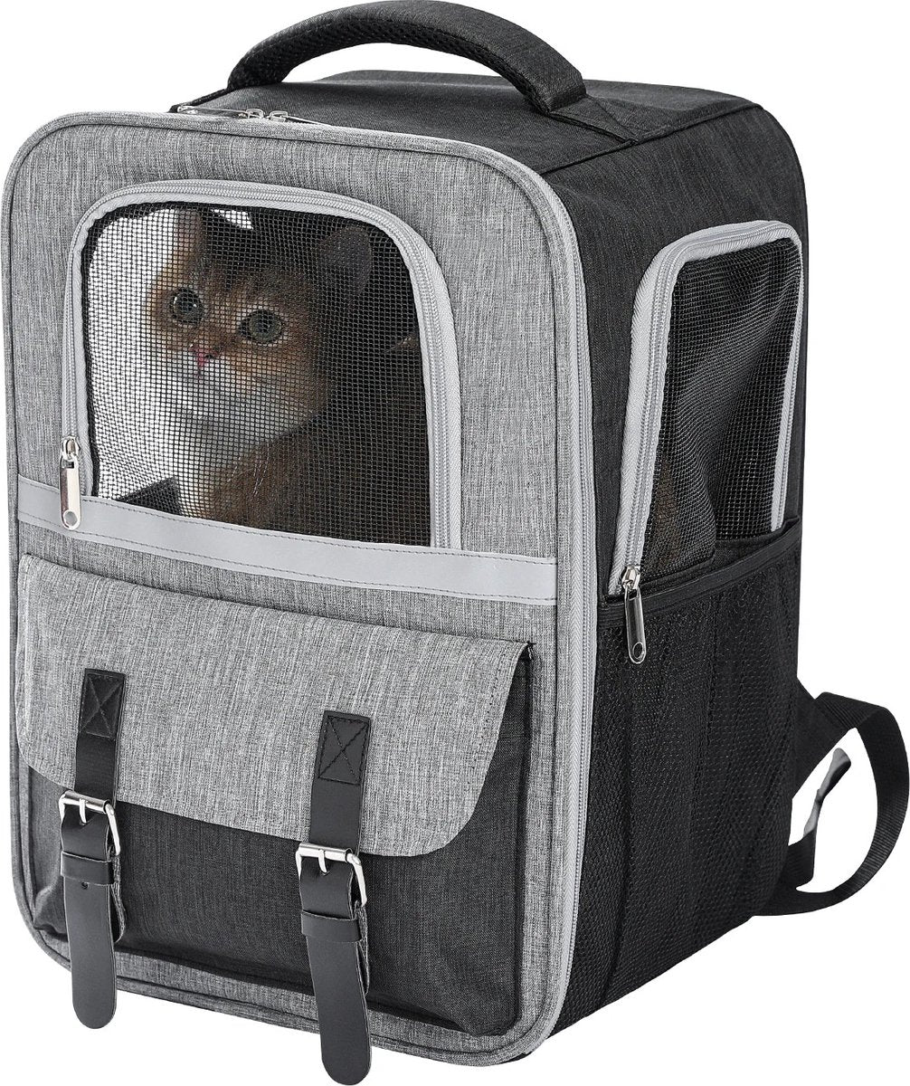 Luxury Dog Bag (L) - Travel bag - backpack for dogs and cats - 40x30x23.5cm - pet cat transport - cat bag - dog carrier bag - transport take along holiday - dog carrier travel bag - carrier - Grey