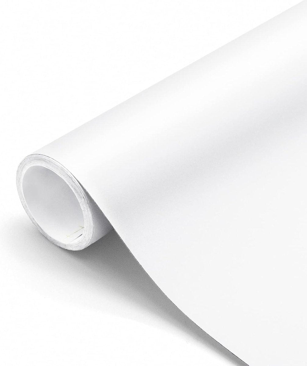 Self-adhesive film white 61 x 500 cm waterproof vinyl - for furniture, kitchen, wall, dresser, cupboard, table - furniture film