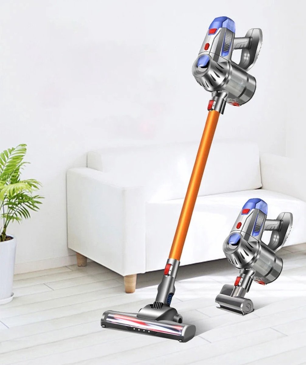 MazrekuHome® Bagless Vacuum Cleaner - Cordless Vacuum Cleaner - Powerful Suction with Dual Motor and LED Lighting