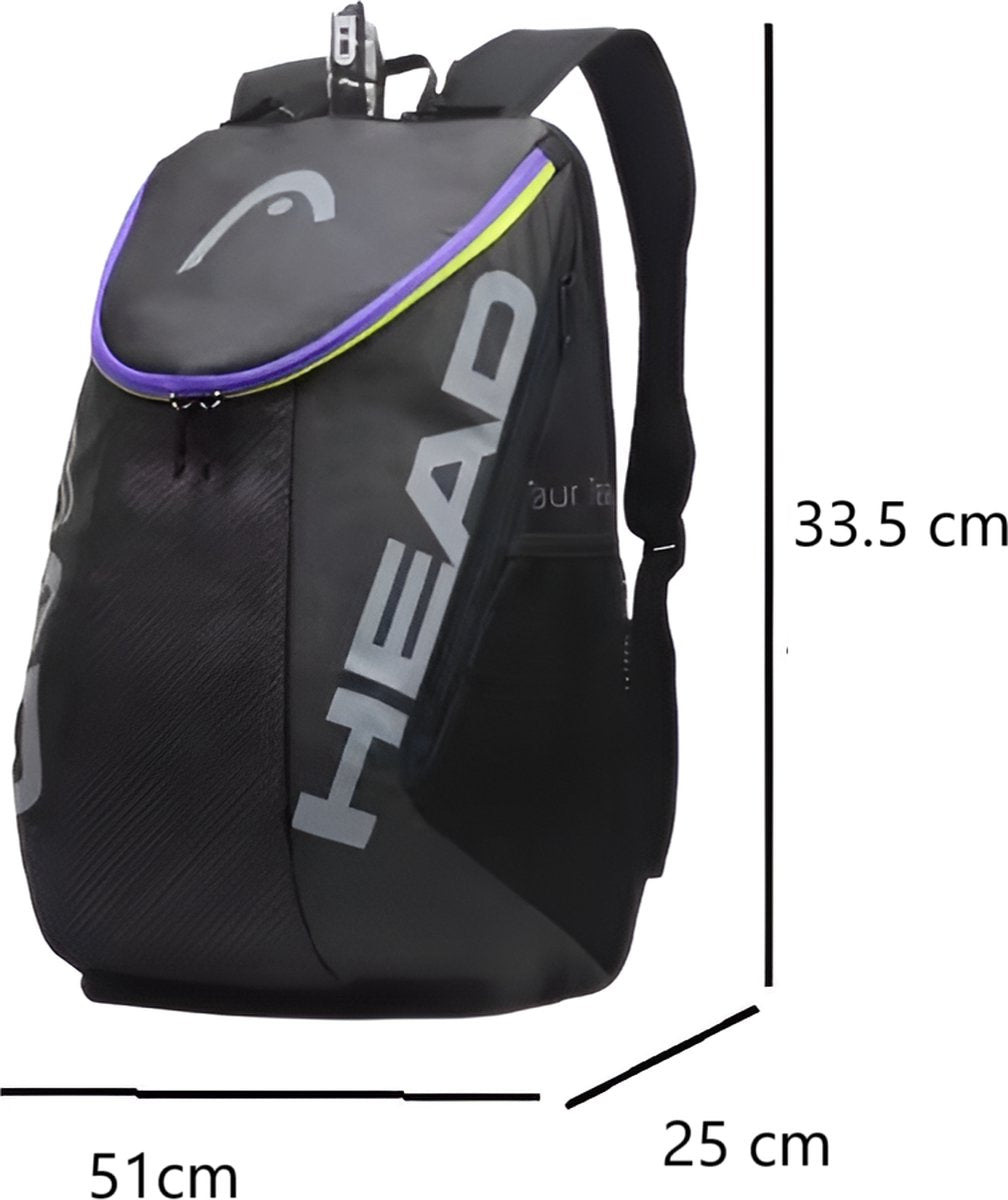 E-Shop4u - Tennistas - Tennis Schoudertas - 2 Rackets + Schoenen + Accessoires - Polyester - Grijs Zwart - Outdoor Fitness Badminton Rugzak - Squash-Tennis-Badminton-Pickleball-Padel