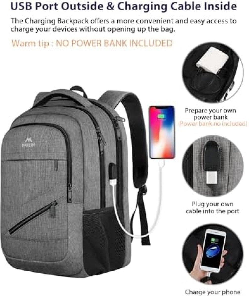 Travel Laptop Backpack, TSA Large Travel Backpack for Women Men, 17 Inch Business Flight Approved Carry On Backpack with USB Charger Port and Luggage Sleeve, Durable College School Bookbag