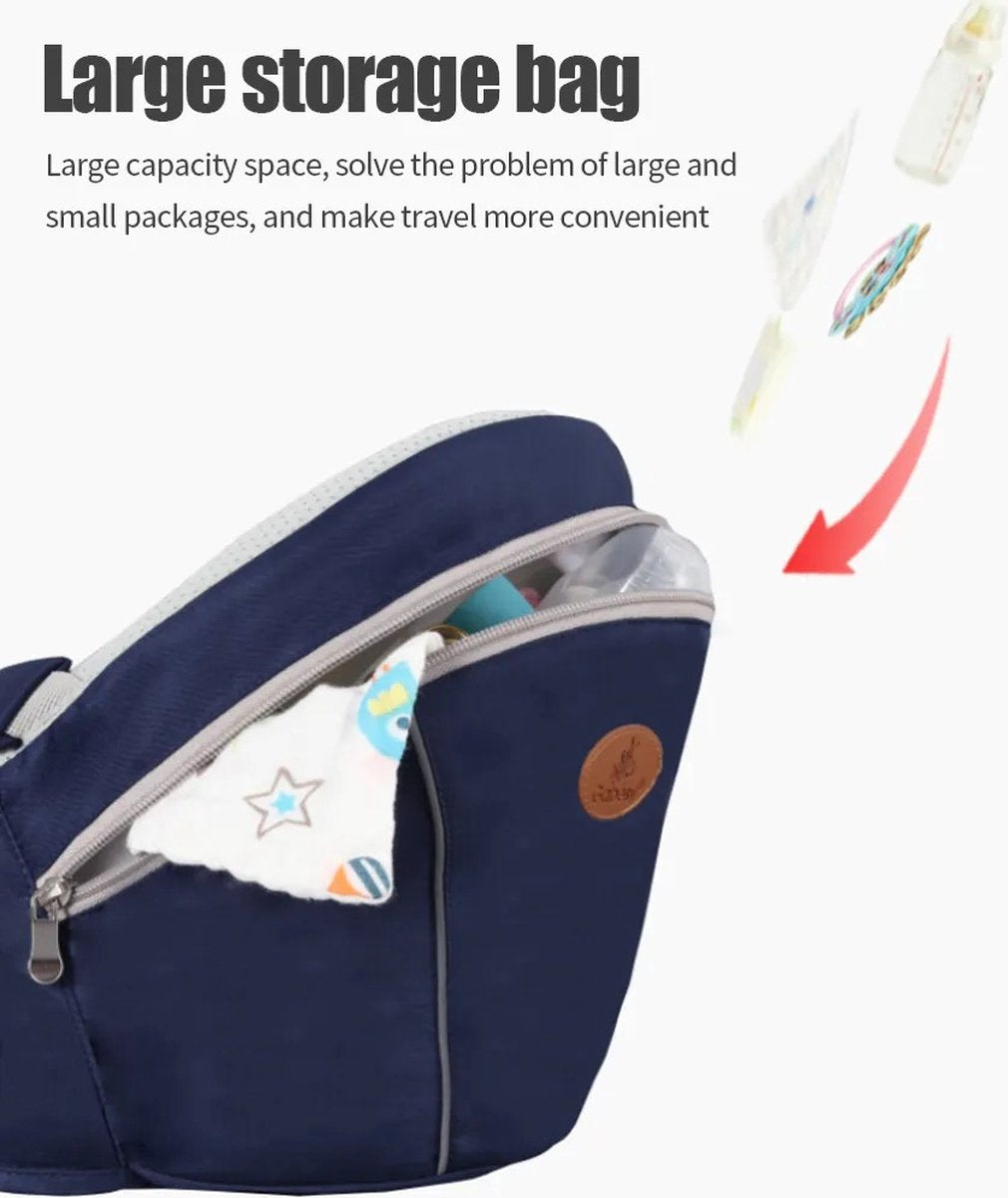 Baby Heupdrager met Extra Band en Nek Band – Grijs – Heupsteun voor Baby en Peuter – Draagtas met Veiligheidsband tegen Rugklachten – Kind Hip Seat Carrier