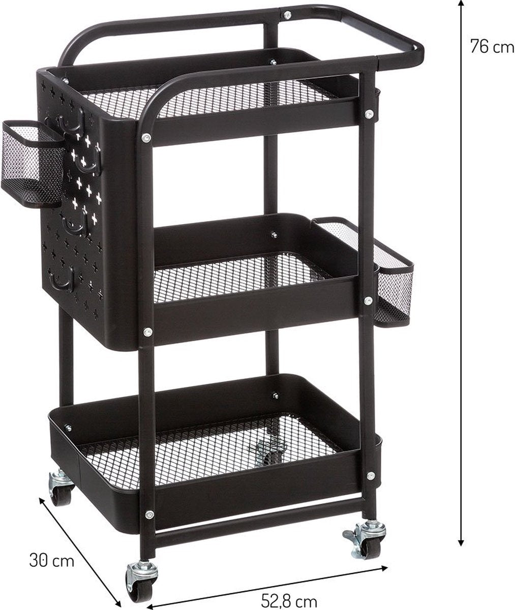 Metalen Trolley Placide 3-laags Zwart