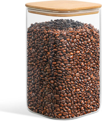 160 oz glazen voedselopslagcontainers, 1 gallon glazen meel en suiker containers met luchtdichte deksels, grote vierkante glazen potten met bamboe deksels voor rijst, pasta, haver, granen,