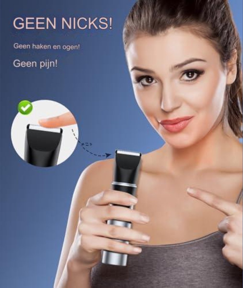 Body Groomer - Verwisselbare opzetstukken, USB-oplaadbaar, Waterdicht - Nat/Droog - Zilver