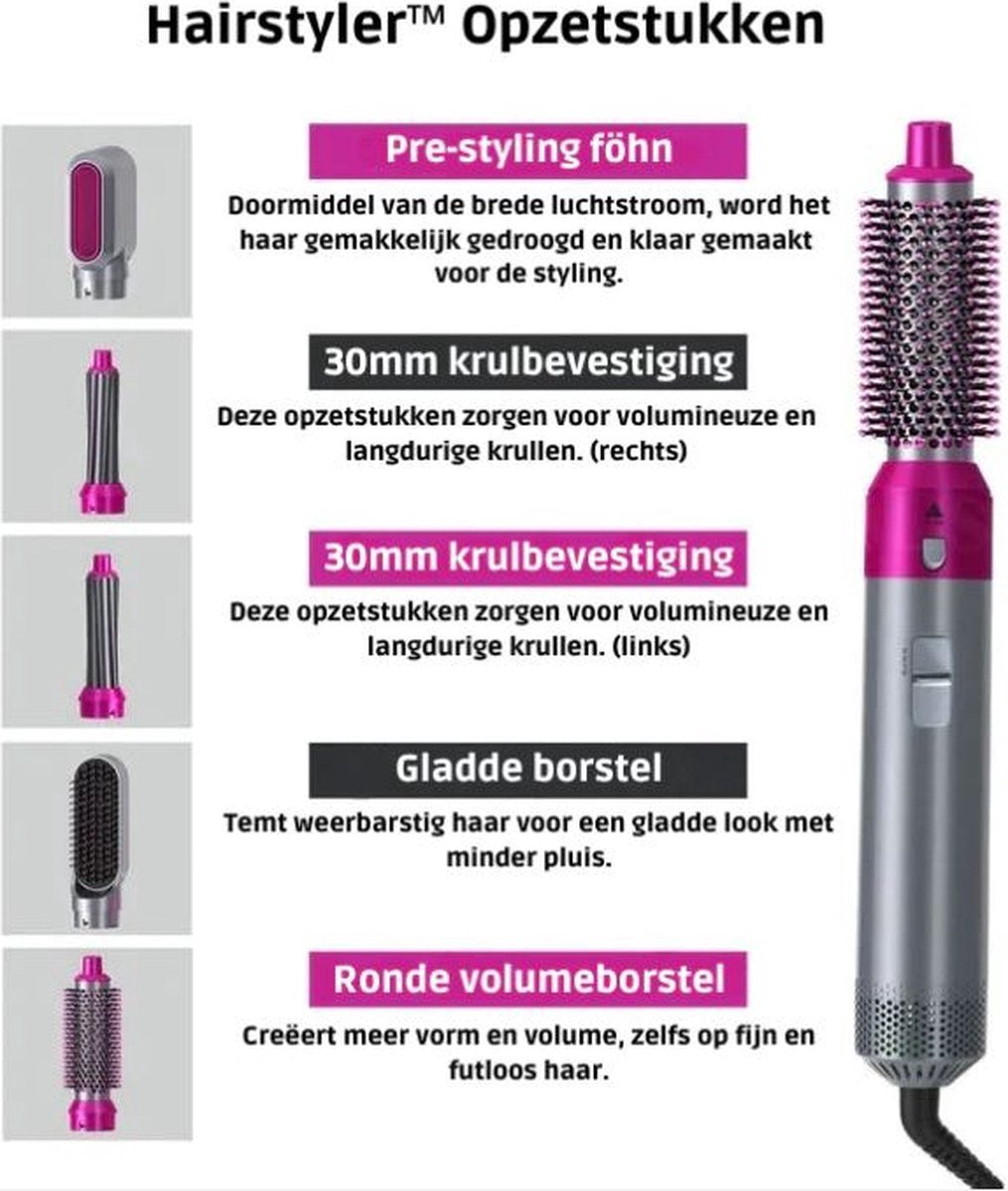 Kwaliteit Toppers® Airstyler Krultang 5-in-1 Multistyler Föhn - Föhnborstel - Hairwrap - TikTok - Special 2023 Edition