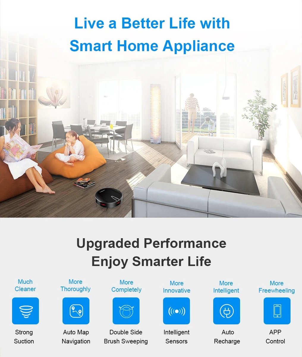 V3S PRO Robot Vacuum Cleaner - Smart Mapping - New Powerful Model - Dry and Wet Mopping Combo - WiFi App - Brushless Motor - Works with Alexa and Google Assistant - Ideal for Pet Hair - Carpet - Hard Floor