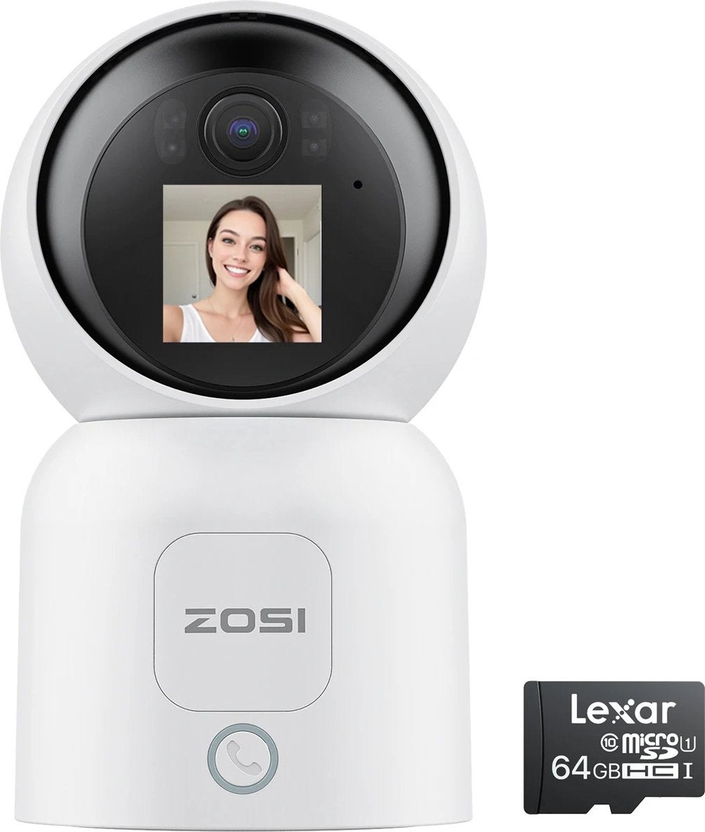 Babyfoon - Babyfoon met camera - 1.44 inch Scherm 2.4G/5G Wifi Videogesprek - Automatische Tracking - Draadloze IP Smart Surveillance Camera - Zosi C 519M 4mp Hd