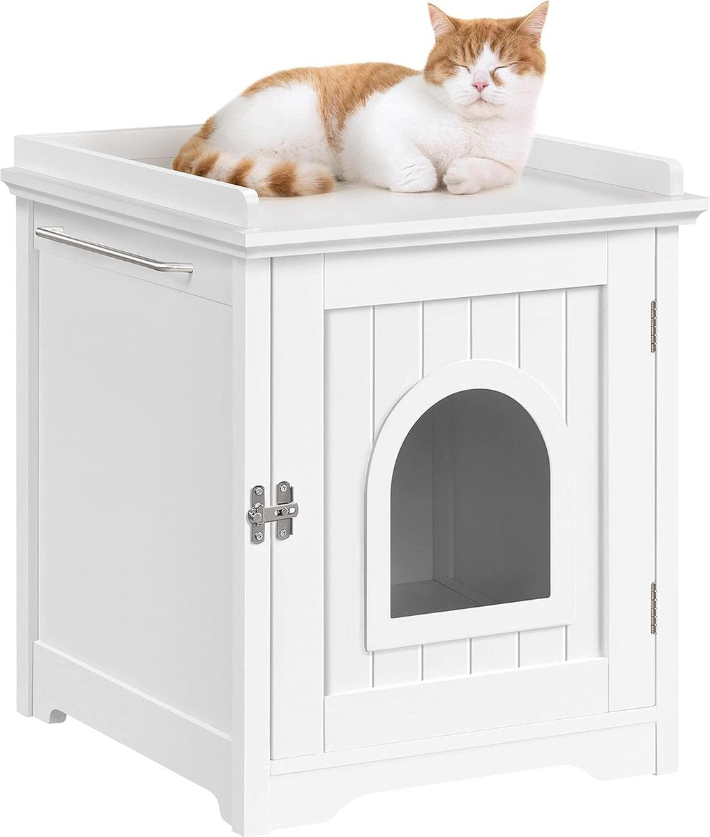 Cat Furniture - Litter Box Enclosure - Cat Cabinet - Cat Crate - Cat Cage - Cover Up - White Wood