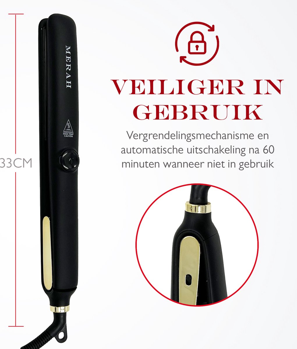 Steam hair straightener - Infrared technology steam hair straightener - Black/gold