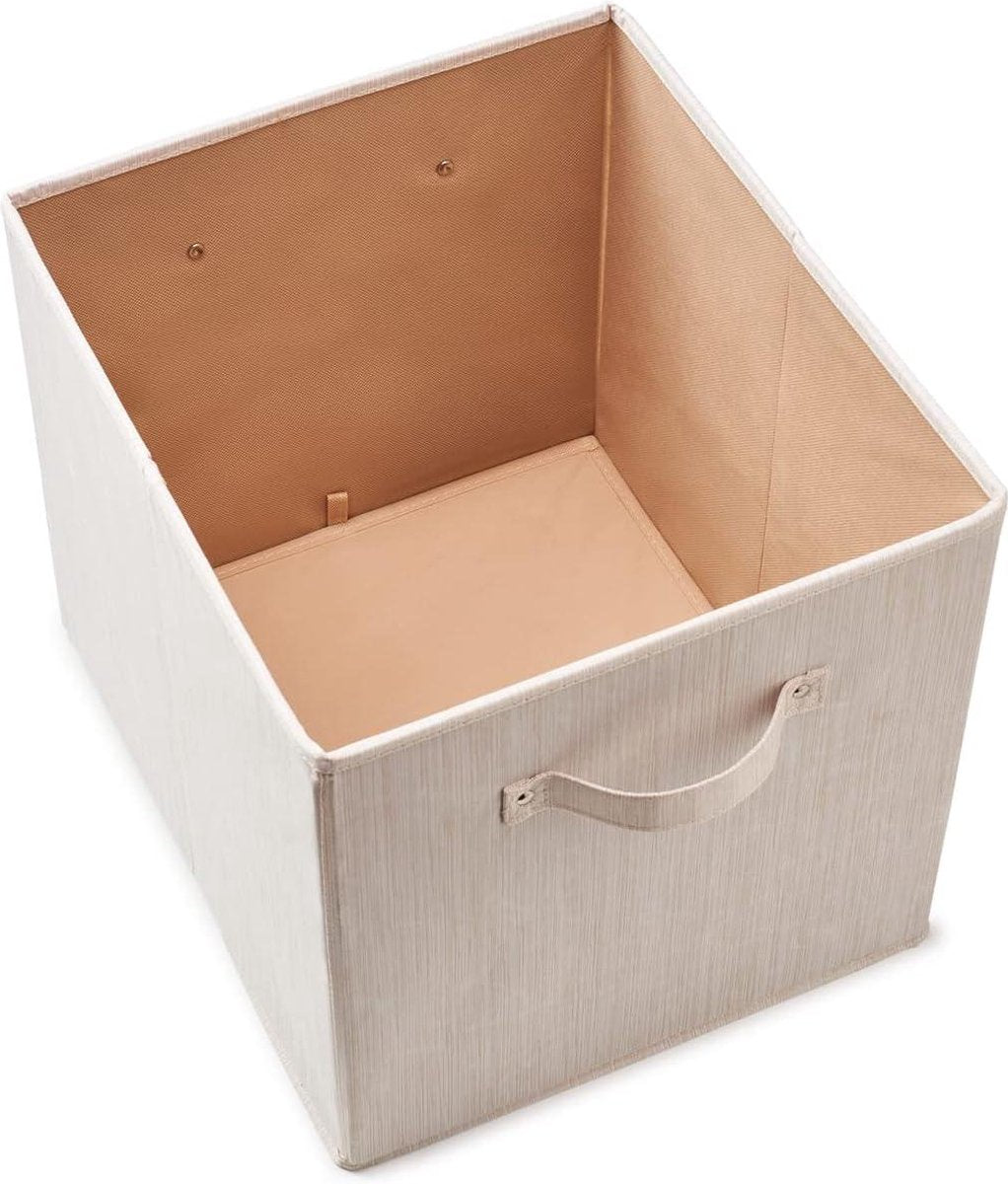Opbergmand Katoenen Opvouwbare Opbergdoos Met Handvatten Voor Kinderkamer Speelgoed Kast Beige 33x38x33 Cm Opbergbox - Opbergdoos