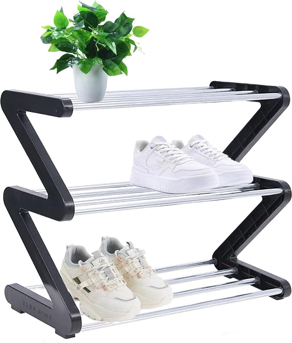 DiverseGoods Small Shoe Rack, 3 Tiers, Mini Organizer, Stable, Narrow, Storage for Closet Entryway
