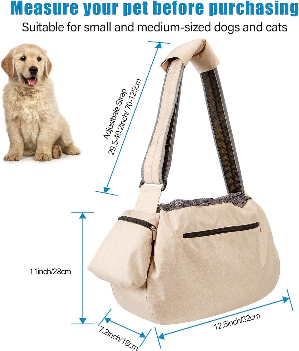 Dog carrier bag, large dog bag up to 11 kg, dog sling carrier, reversible and hands-free dog bag with adjustable strap and shoulder pads for outdoor use