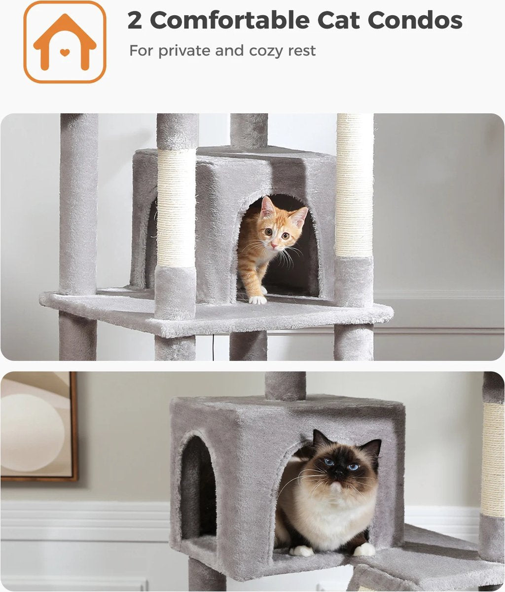 Luxury Cat Scratching Post For Cats - Scratching Post For Large Cats - Cat Toys - Cats - Luxury Multi-level Cat Scratching Post - Dark Grey - Height 180 cm