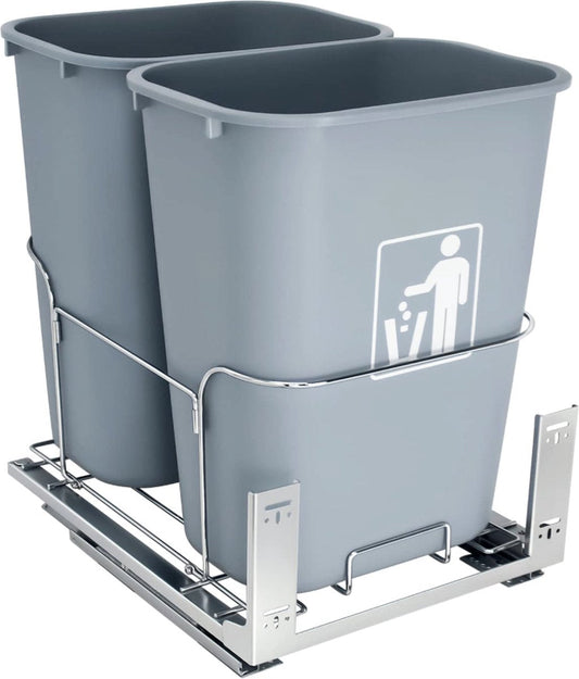 uittrekbare prullenbak voor keuken, inbouw prullenbakken keuken, prullenbak keukenkast, dubbele bak, soft close, 2 x 35 liter