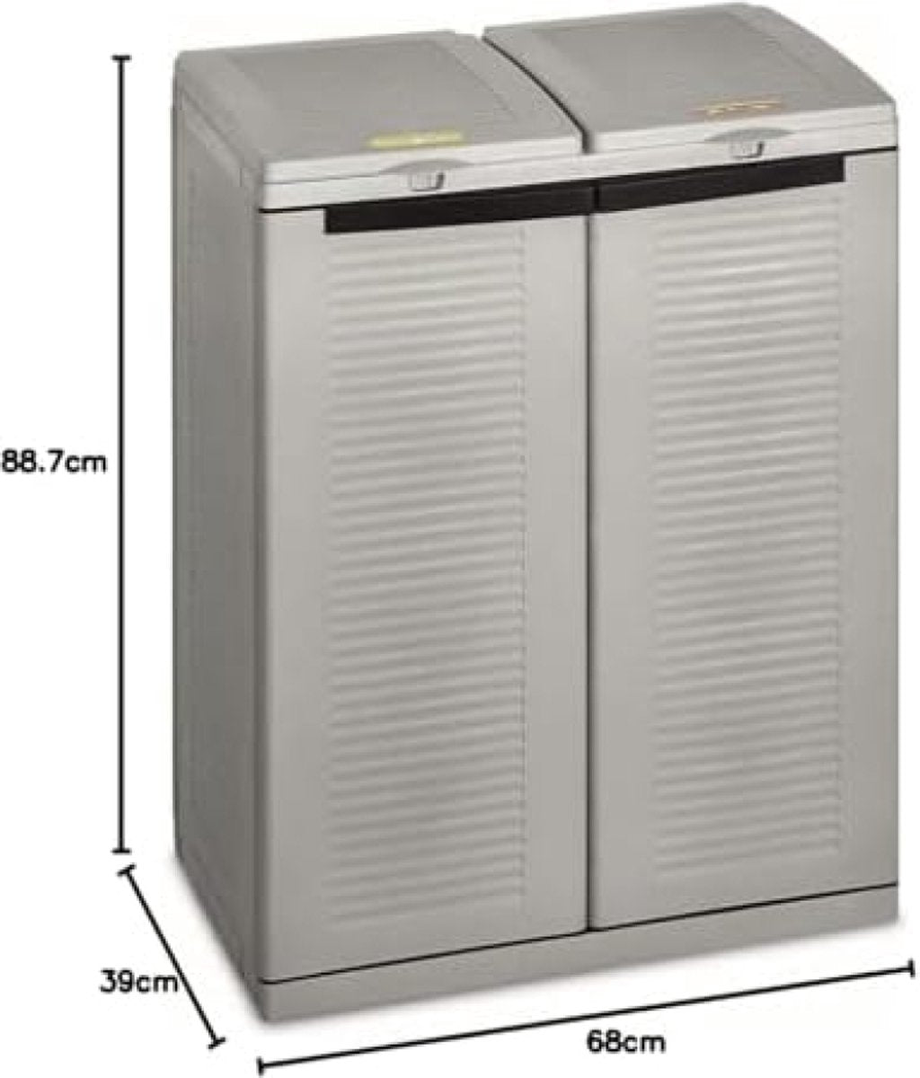 Ecocab 2 Afvalscheidingskast, voor binnen en buiten, 2 aparte vakken, 68 x 39 x 88,7 cm 110Liter