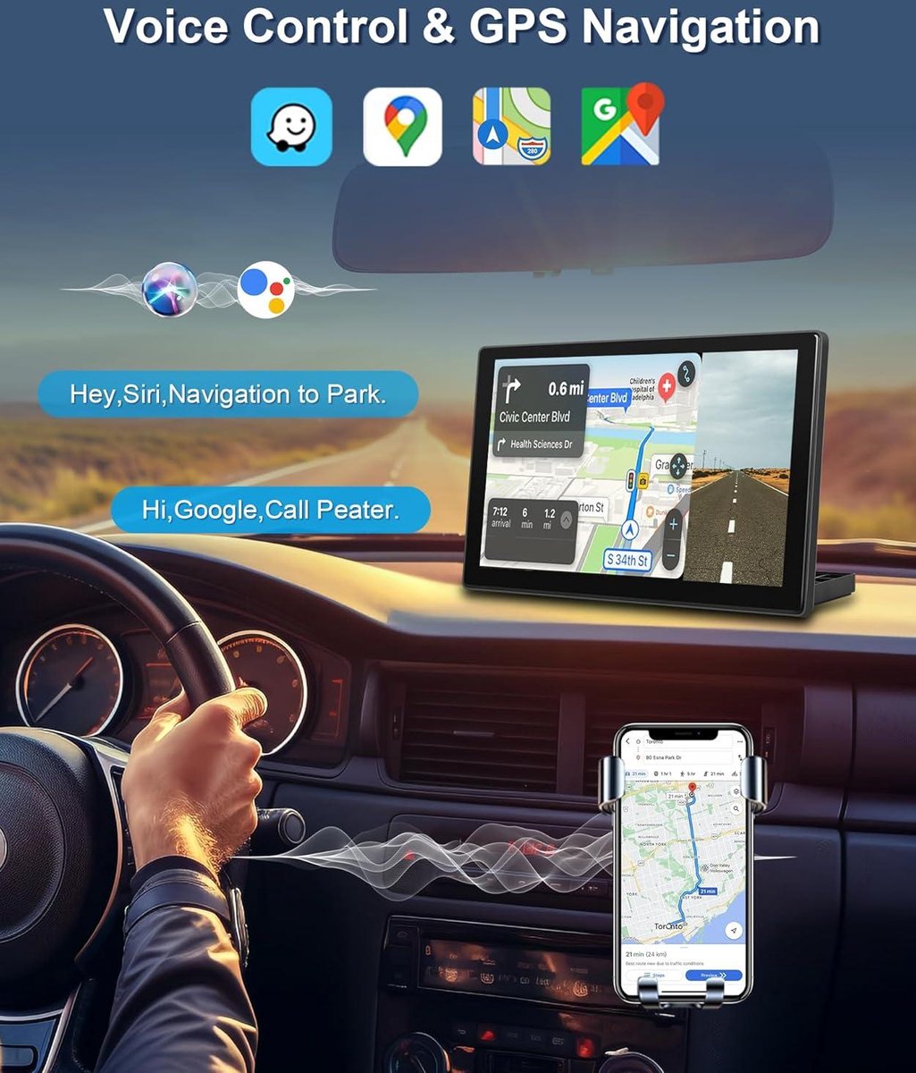 9 inch Draadloze Android Auto Autoradio met Carplay Scherm - Frontcamera - ADAS-systeem - 4K - Wifi - BT - GPS - FM-zender - USB/AUX/SD - Gedeeld Display Carplay scherm