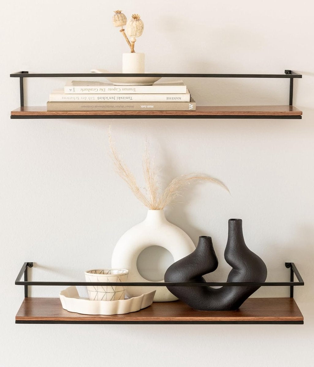 Stylish Floating Wall Shelf Set of Wood and Metal for Every Room