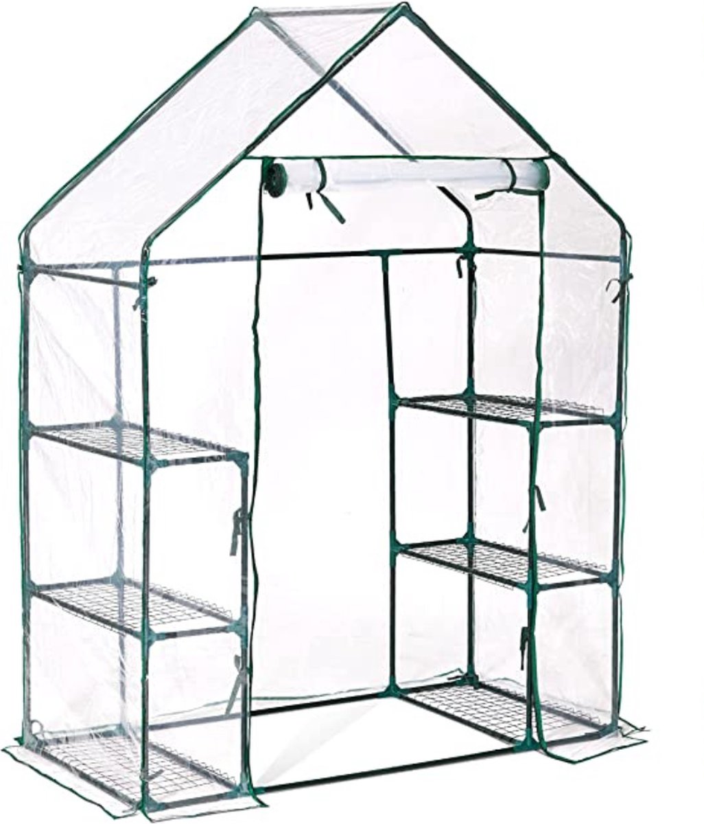 Tuinkas - 6-Lagen Tuinkas - Kweekkas - Broeikas voor Binnen en Buiten - 6 Planken - Duurzaam - Waterdicht Zeildoek - Touwen en Haringen - Stevig en Eenvoudig te Monteren - 195x143x73cm
