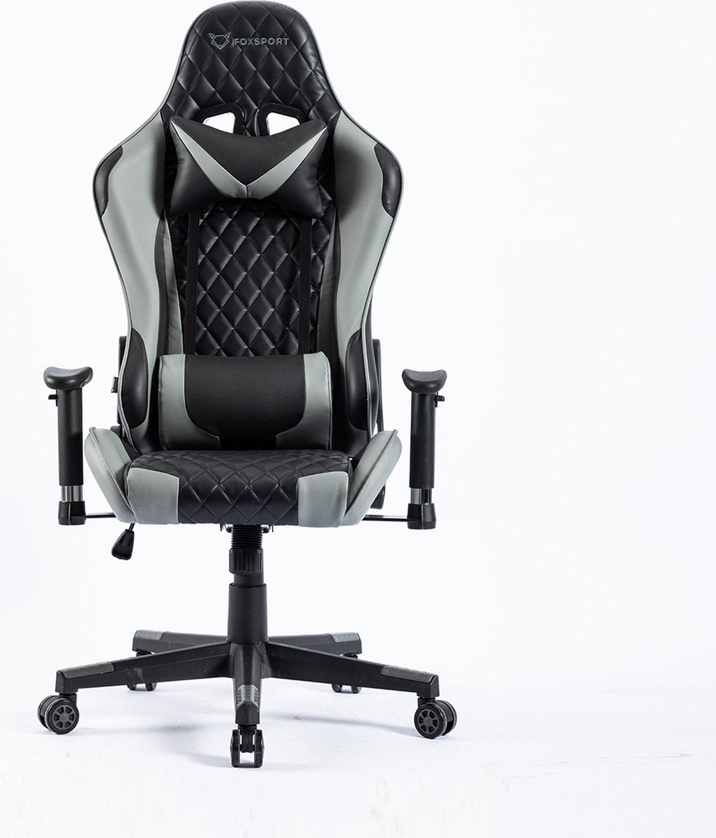 Game Stoel - Gaming Stoel - Gaming Chair - Zwart - Bureaustoel Met Nekkussen & Verstelbaar Rugkussen - Instelbare Zithoogte