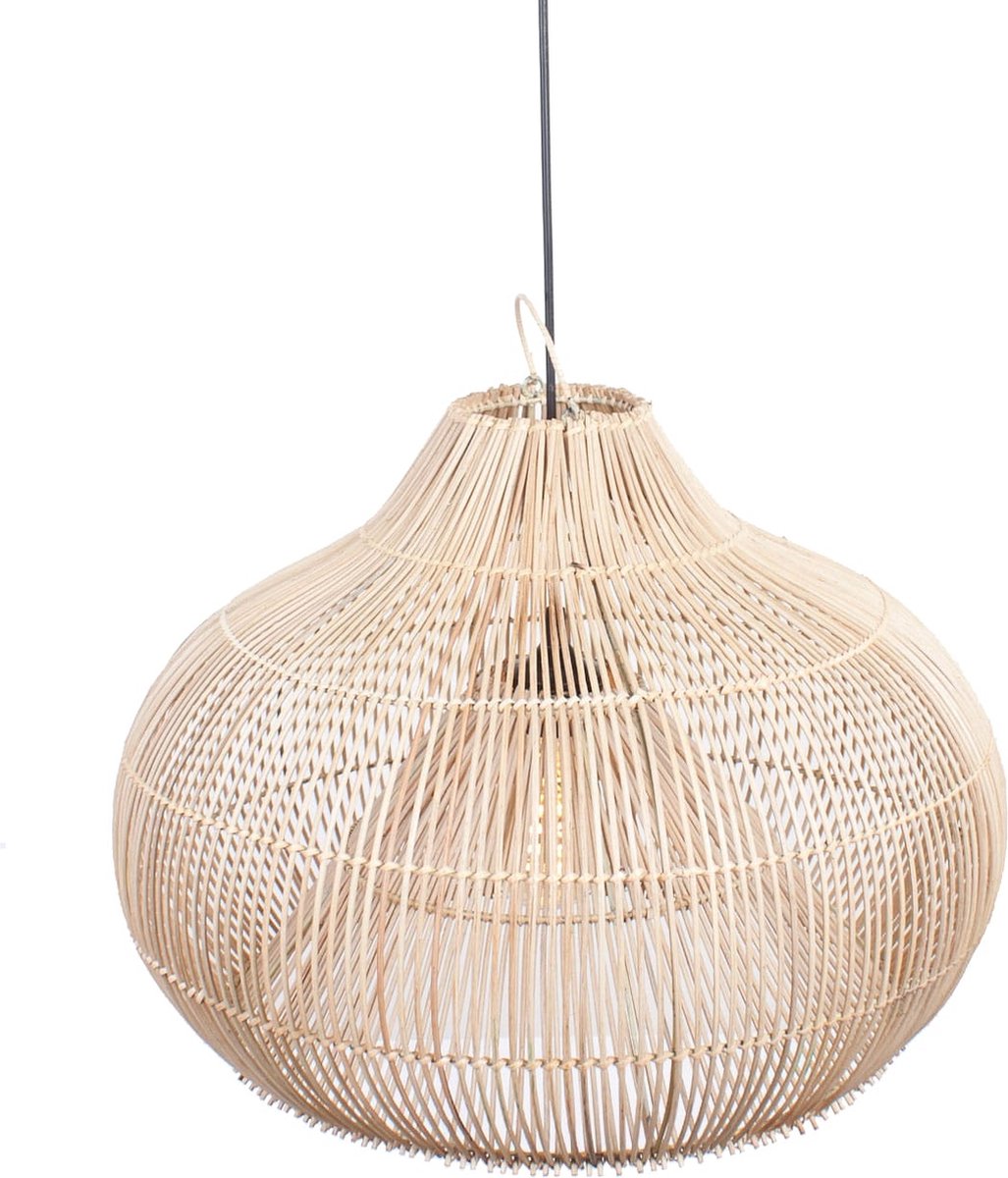 Rattan pendant lamp Twisk | 1 light | brown / natural | wood | Ø 50 cm | dining room / dining table lamp | modern design