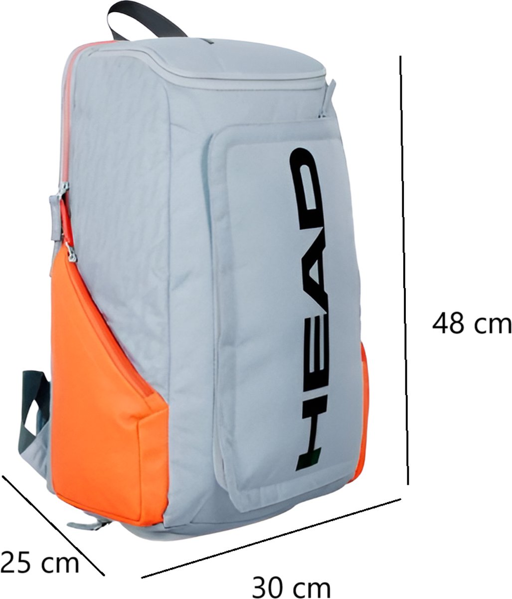 E-Shop4u - Tennistas - Tennis Schoudertas - 2 Rackets + Schoenen + Accessoires - Polyester - Grijs/Oranje - Outdoor Fitness Badminton Rugzak - Squash-Tennis-Badminton-Pickleball-Padel