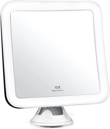 verlichte make-up spiegel met 10X vergroting - daglicht LED vergrotende spiegel - compact, draadloos, zuignap, 163mm breed, 360 rotatie (Mira)