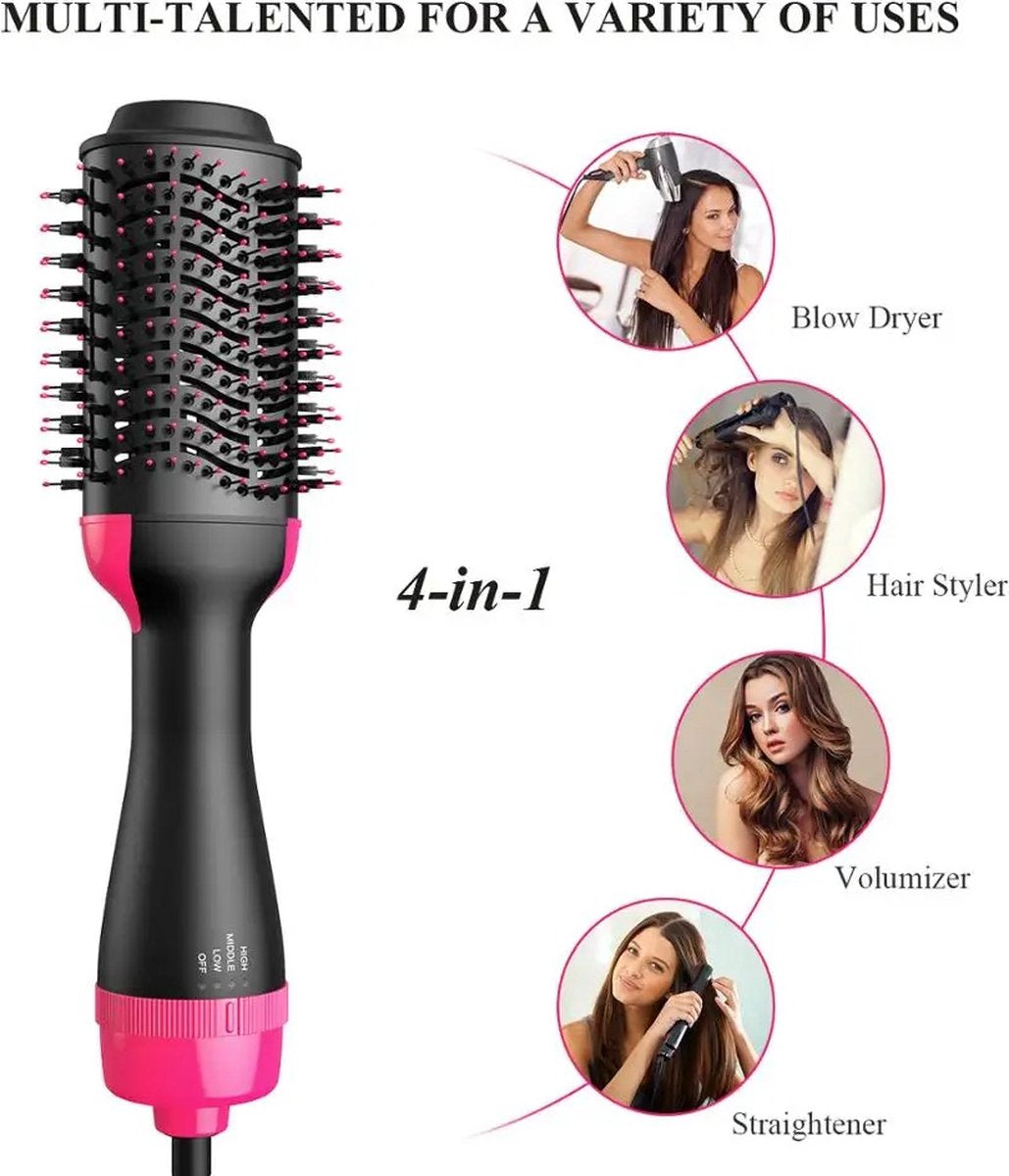 Electric Hair Brush - 1000W - Hair Dryer Brush - 220V - Hair Straightener - Hair Dryer - Volumizing Brush - Curling Iron - Hot Air Brush - Multifunctional Hair Brush - Free heat-resistant glove and 2 hair clips