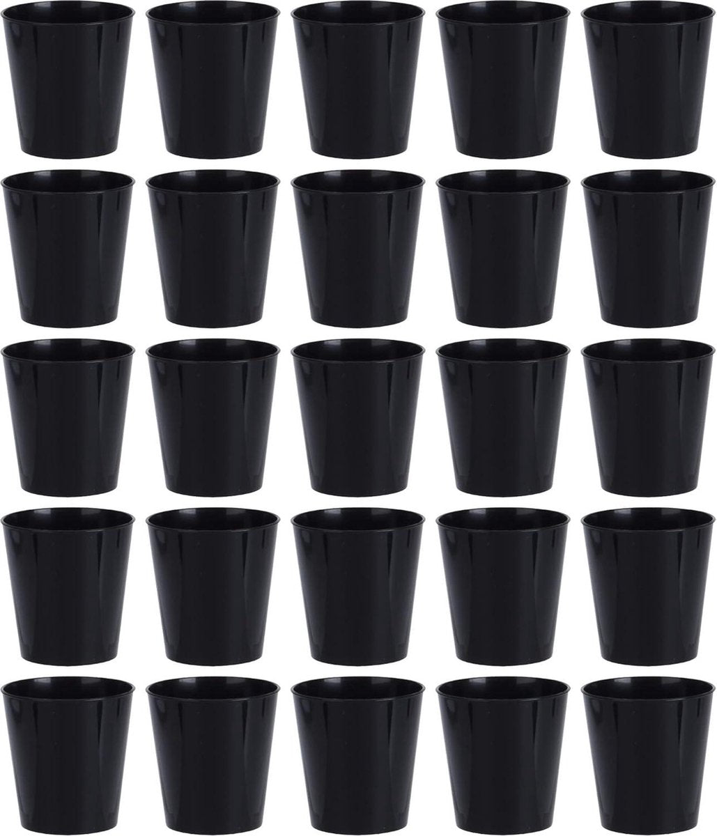 Robuuste plastic shotglaasjes voor Jello Shots en desserts - Feest Bruiloft Verjaardag - Vaatwasmachinebestendig Herbruikbaar - 29 ml (zwart 160 stuks)
