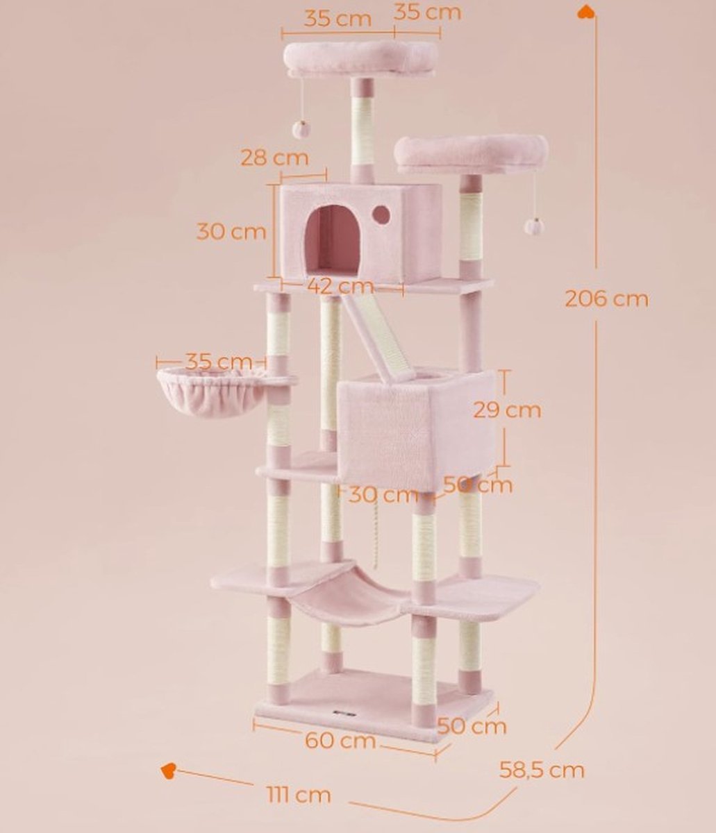 Scratching post for heavy cats - Tall scratching post - Log scratching post - Scratching post for large cats - Cat tower - Ceiling scratching post - Sturdy scratching post - Scratching post for cats - XXL - Cat enclosure