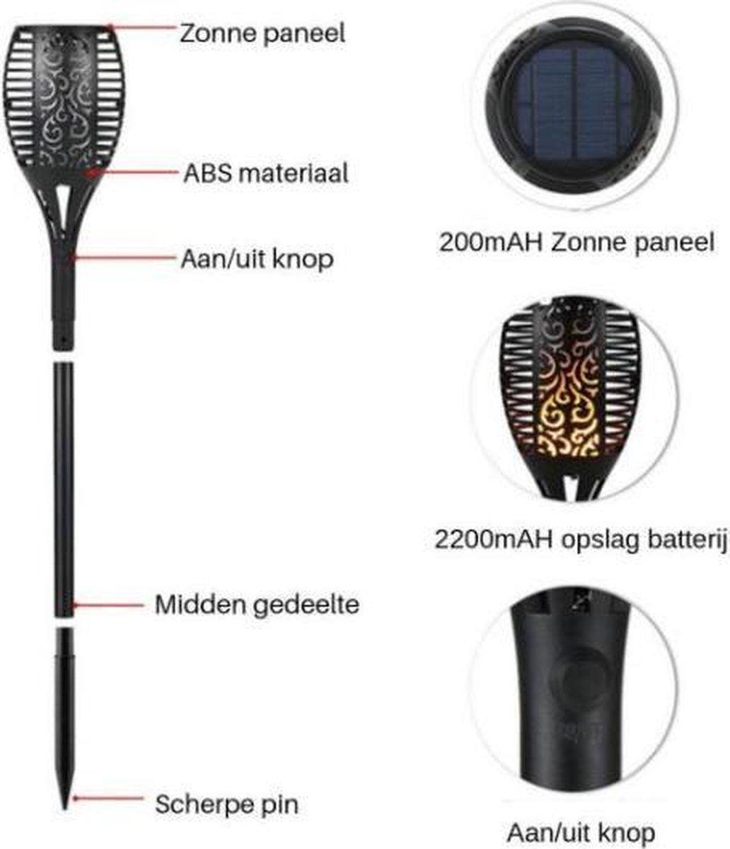 Solar torch Garden lighting lantern solar energy outdoor lighting garden torches 96 led outdoor garden lamp Set of 4 pieces including LED ground spot