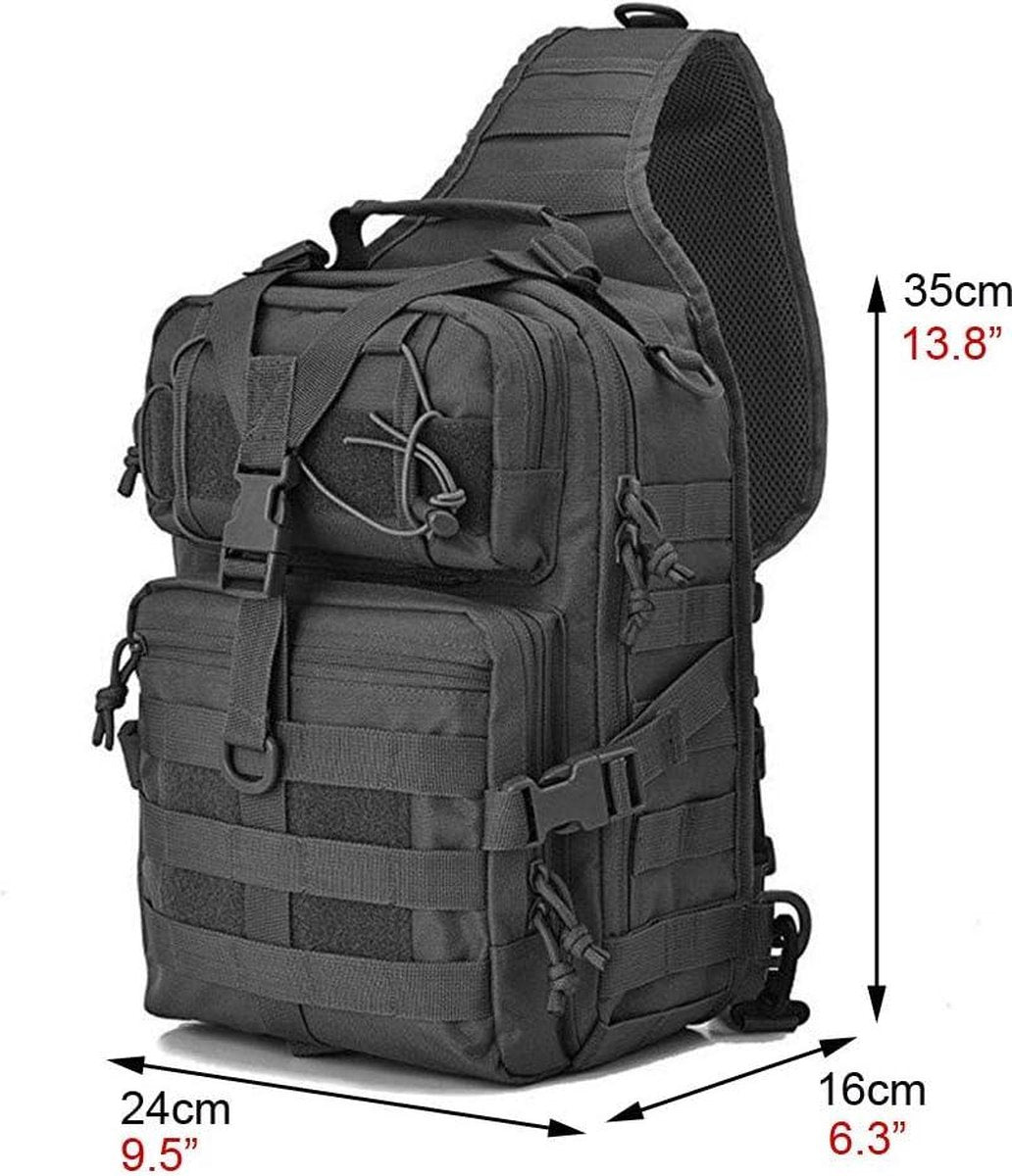 Waterdichte Militaire Tactische Sling Bag Pack - Borst Schouder Rugzak Molle Reistas Daypack - Zwart