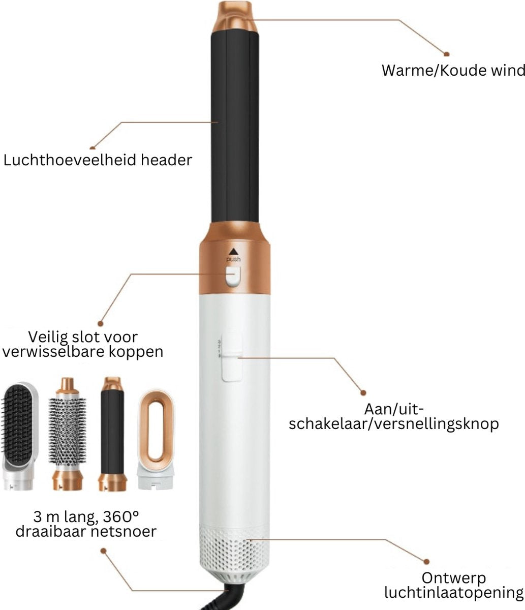 5-in-1 Multi Styler - Krultang 5-in-1 - Föhnborstel - Krultang - Styler - Opbergcase