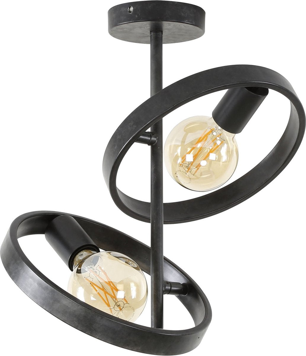 Country ceiling light Hover | 2-light | charcoal / grey / black | metal | 50 cm high | Ø 26 cm | dining room / living room / bedroom lamp | modern / atmospheric design