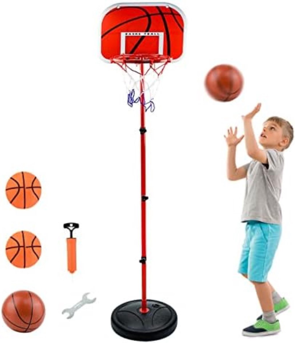 Outdoor Basketbalring - Basketbalpaal met Standaard - Basketbalpaal voor Kinderen - Verstelbare Basketbalpaal - 63 tot 150cm