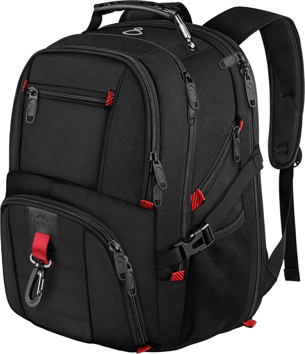 Grote 17-17,3 inch laptoprugzak voor heren, waterdichte reistas, schoolrugzak voor tienerjongens, antidiefstal, zakelijk, zwart